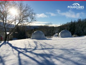 The Polidomes geodesic dome tents in winter time