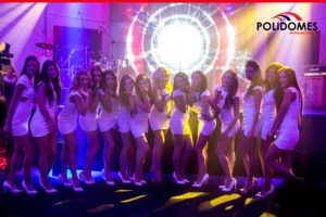 The Polidomes party tent with beautiful girls